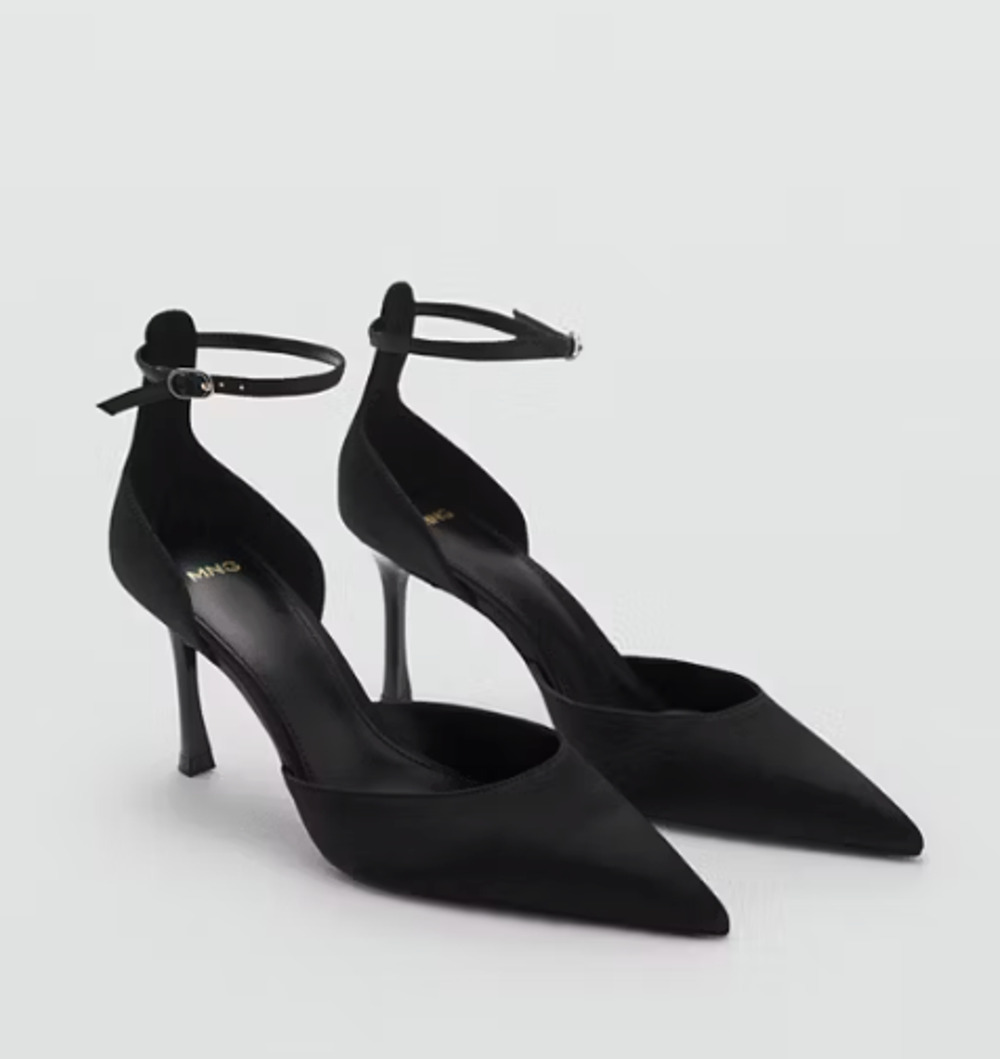NEW MANGO MNG BLACK ANKLE CUFF HIGH HEELS SHOES SZ 37 US 6.5
